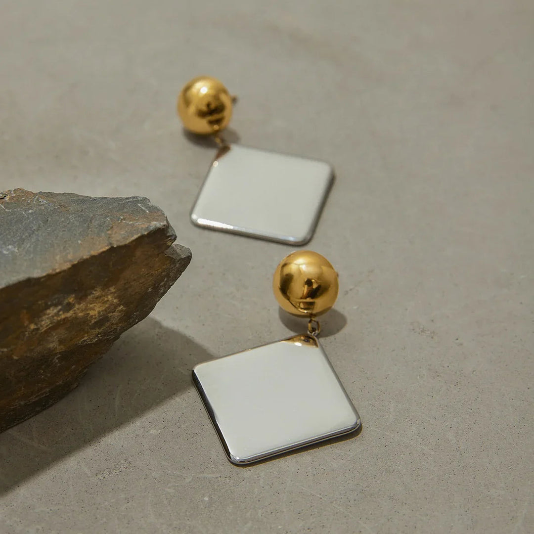 Gold Plated Geometric Drop Earrings for Women