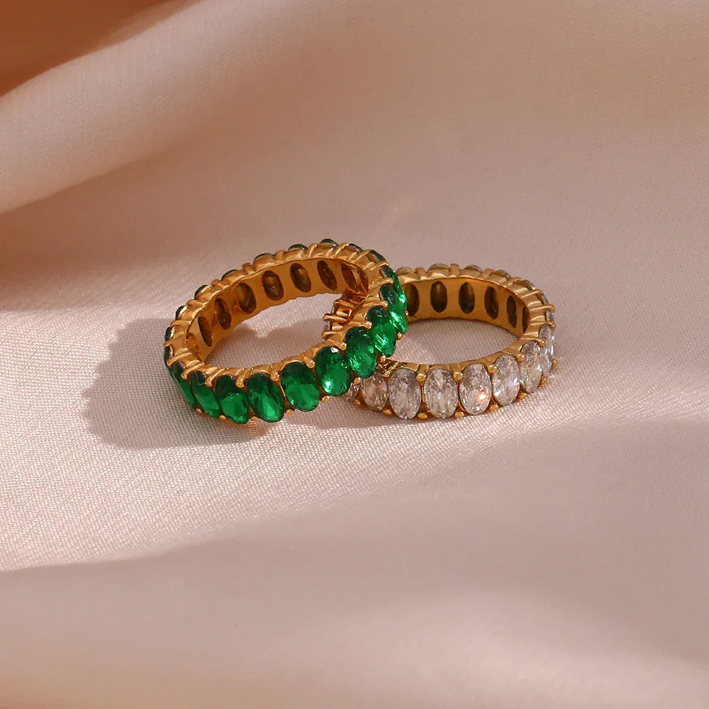 Gold-Plated CZ Eternity Band Ring for Women
