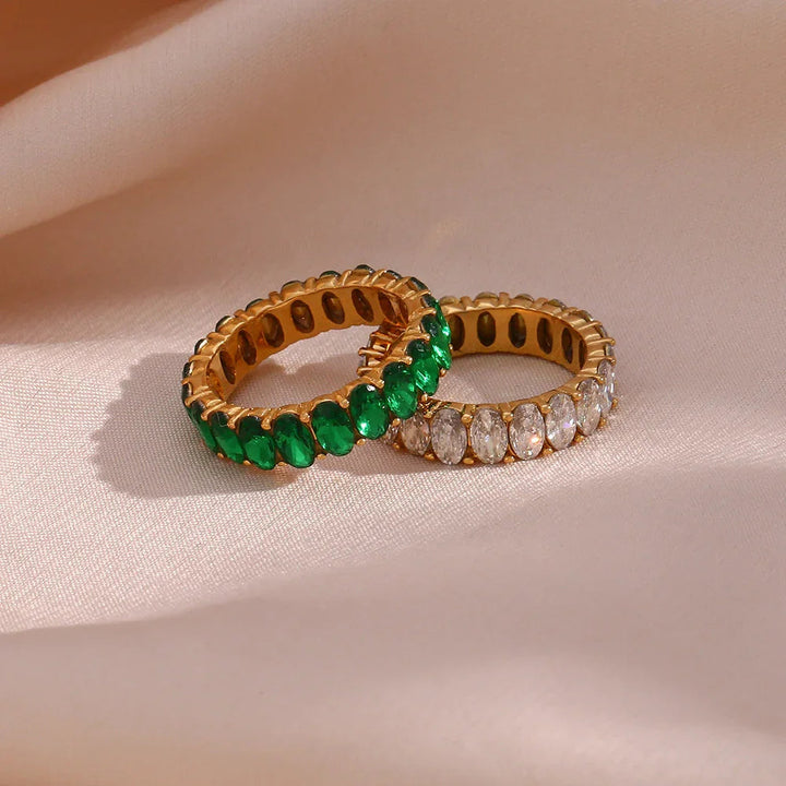 Gold-Plated CZ Eternity Band Ring for Women