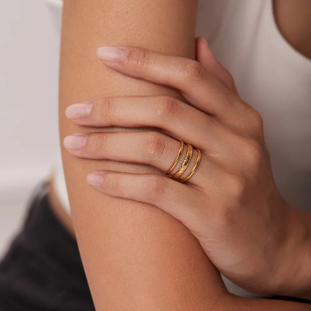 Gold-Plated 3-Layer Adjustable Ring