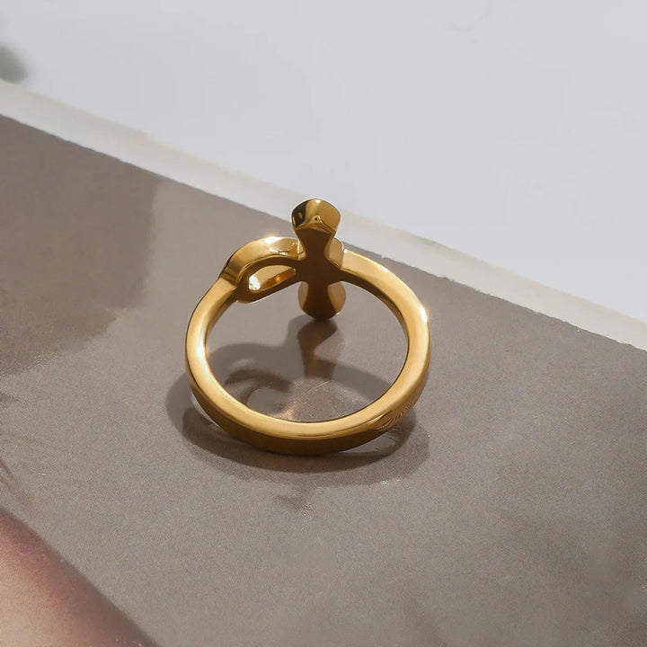 Gold-Plated Cubic Zirconia Knot Ring for Women