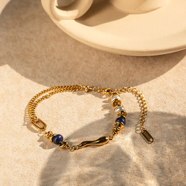 Gold-Plated Quintessa Layered Chain Pearl Bracelet
