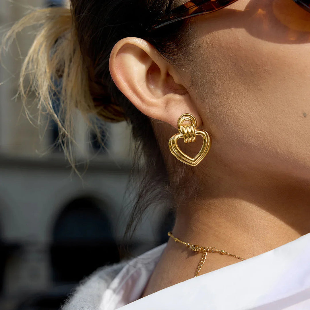 Gold-Plated Heart Earrings for Women