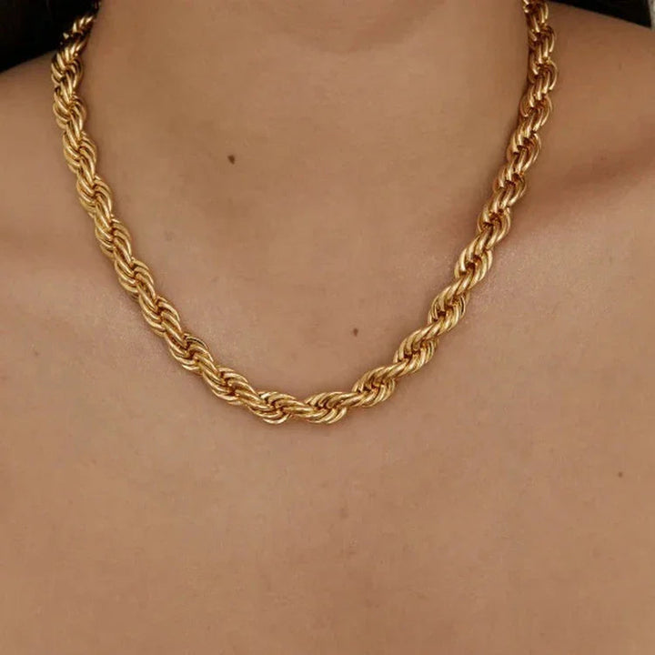 Gold-Plated Braided Chain Necklace for Women
