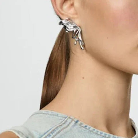 Silver-Tone Butterfly Drop Earrings for Women
