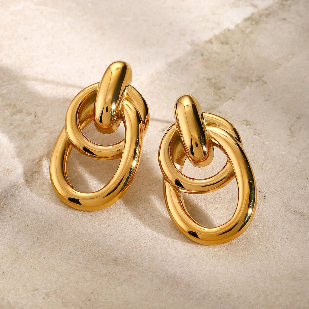 Gold-Plated Multi Hoop Drop Earrings for Women