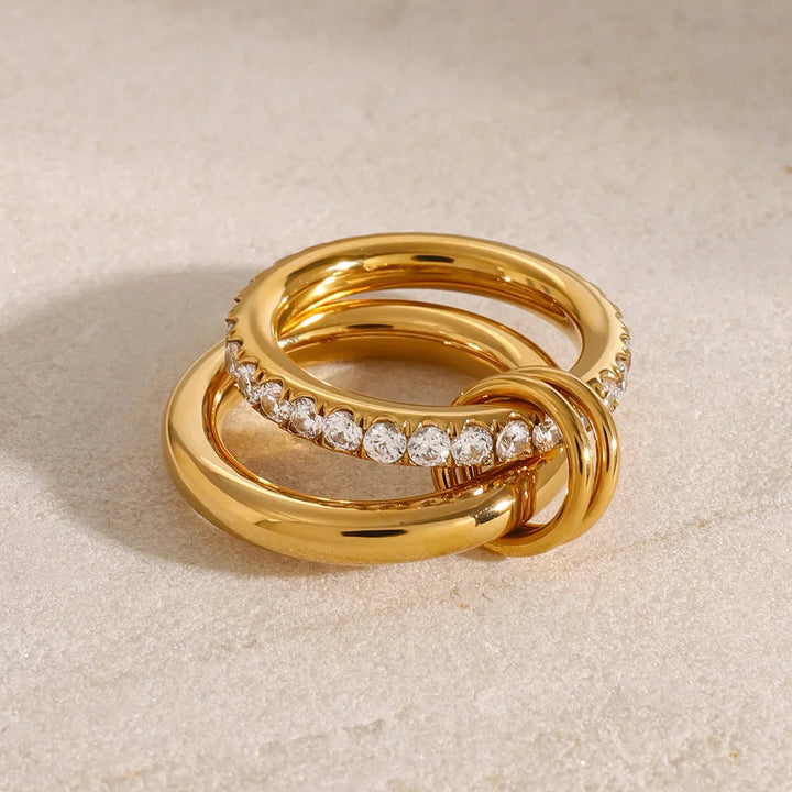 Gold-Plated CZ Stackable Ring for Women