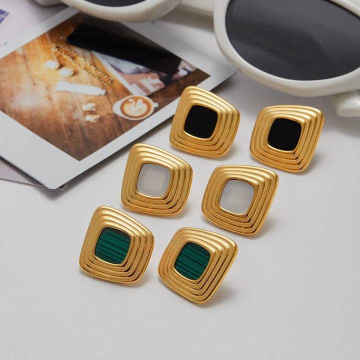 Gold-Plated Geometric Stud Earrings for Women