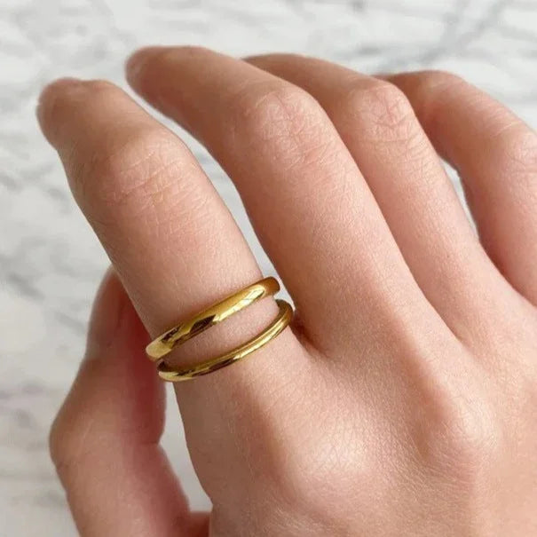 Gold-Plated Layered Band Ring for Women