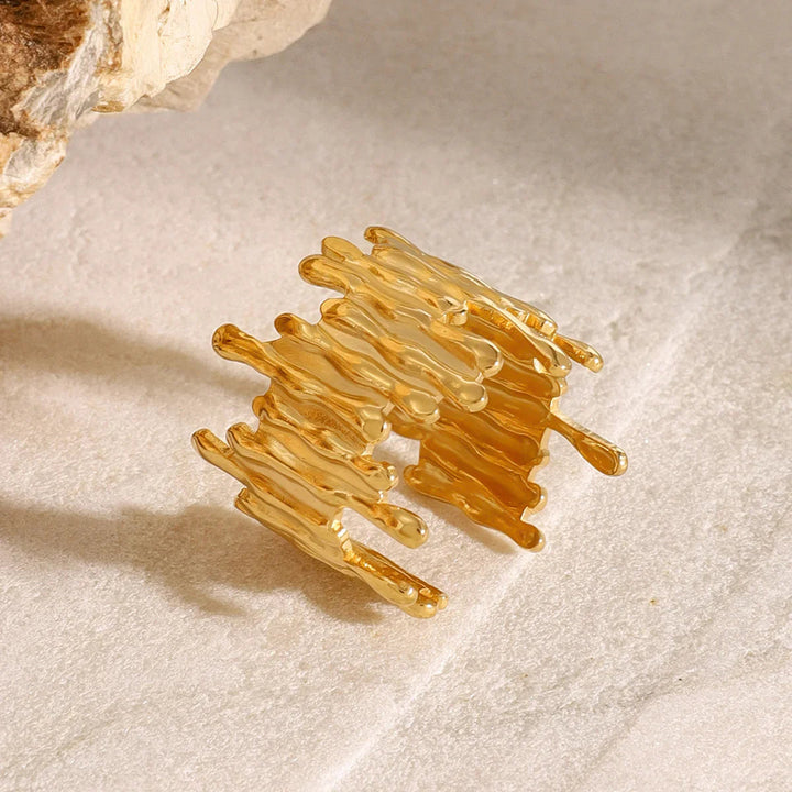 Gold Plated Abstract Statement Ring for Women