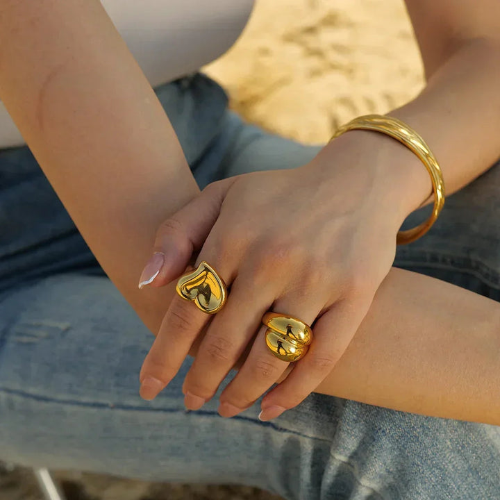 Gold-Plated Twisted Statement Ring for Women