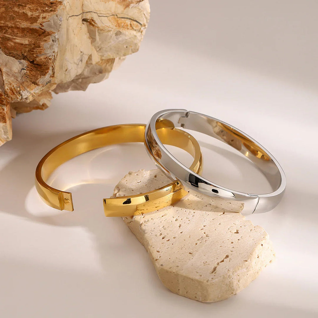 Gold-Plated Large Stacking Bangle for Women