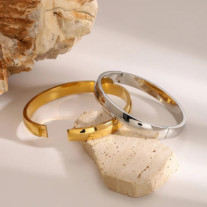 Gold-Plated Large Stacking Bangle for Women