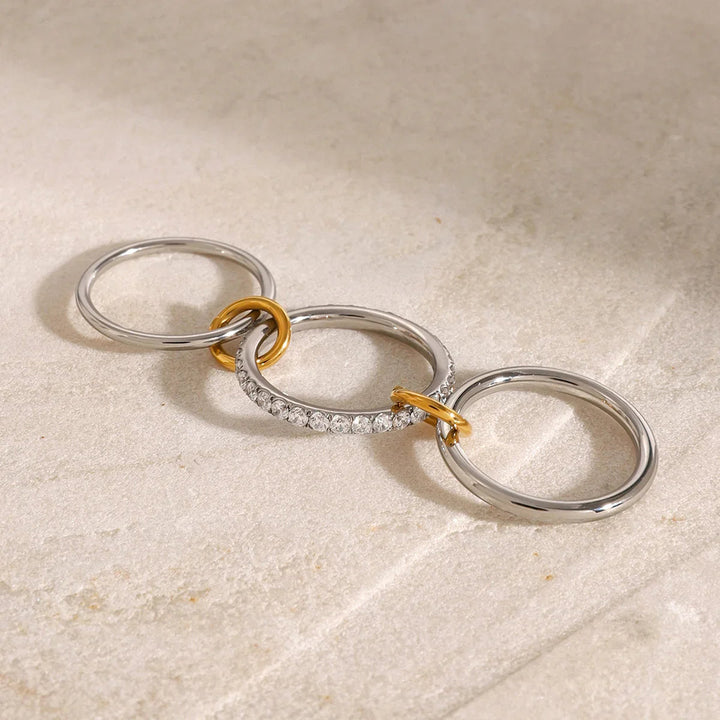 Silver-Plated CZ Stacked Ring for Women