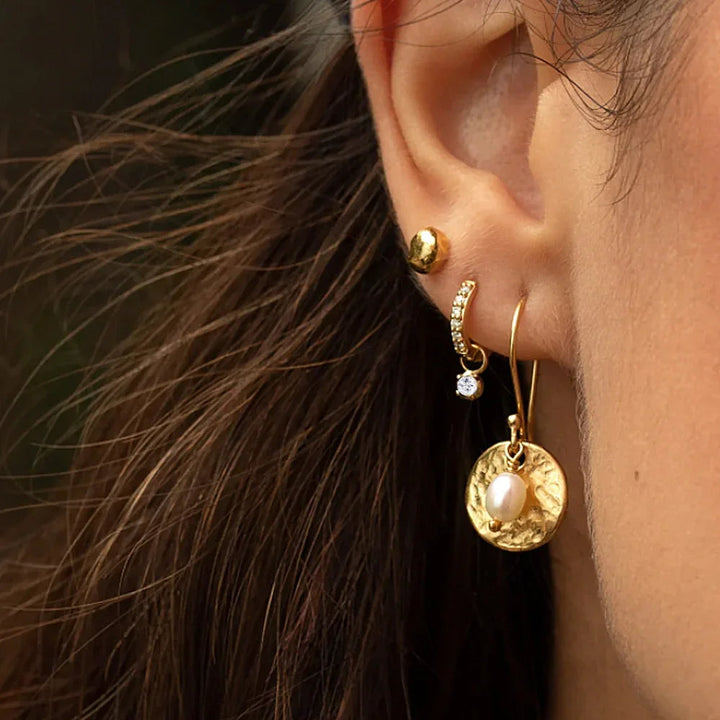 Gold-Plated CZ Huggie Earrings for Women