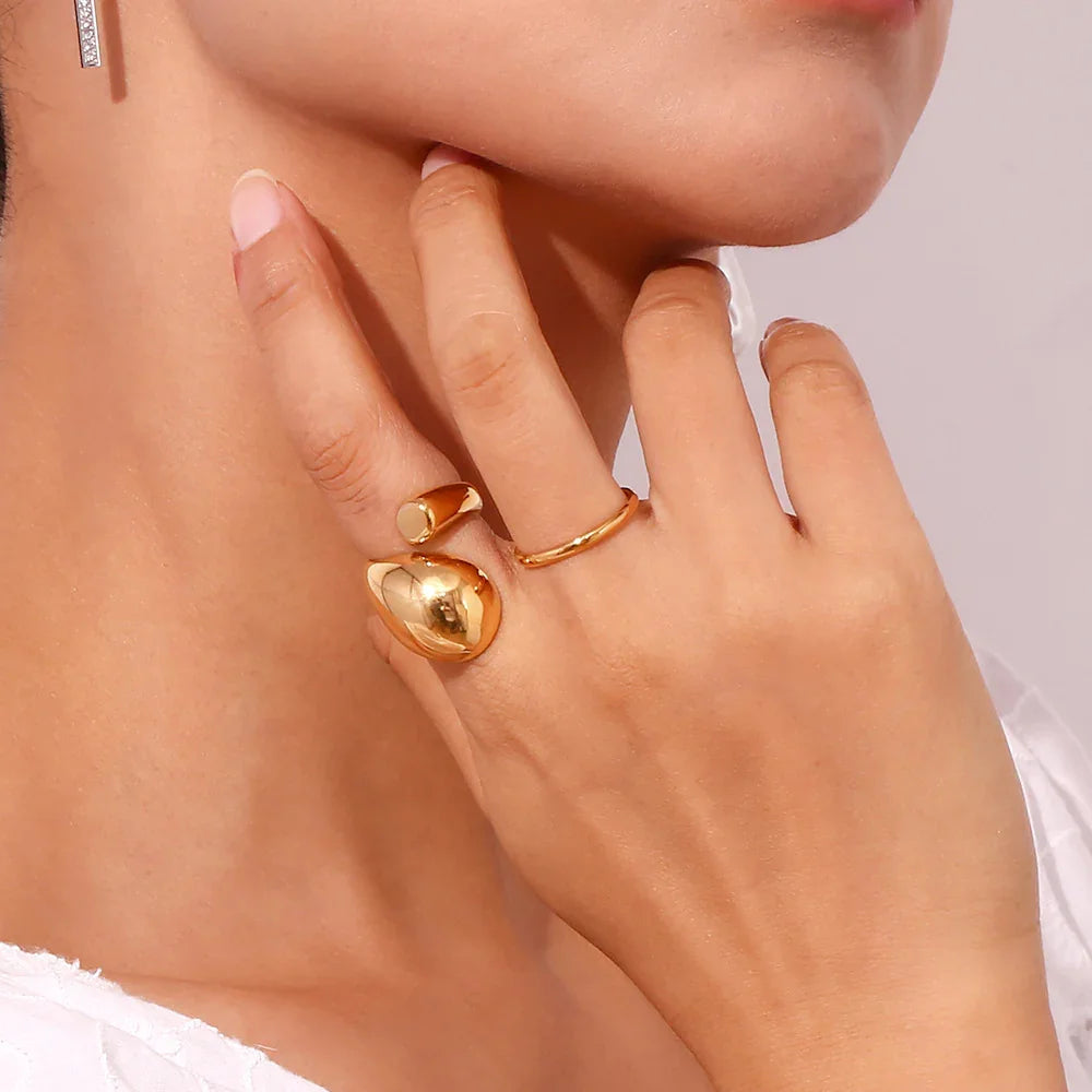 Gold-Plated Sculpted Knot Ring For Women