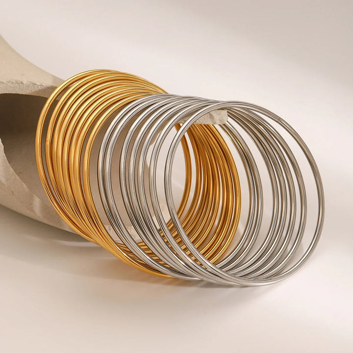Gold-Plated Stackable Bangle Set for Women