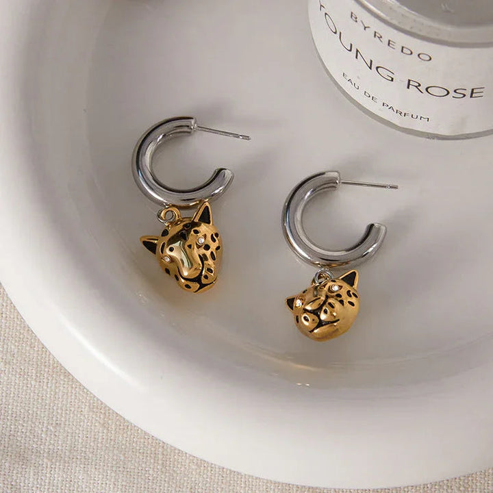 Gold-Plated Drop Earrings with Animal Charm for Women