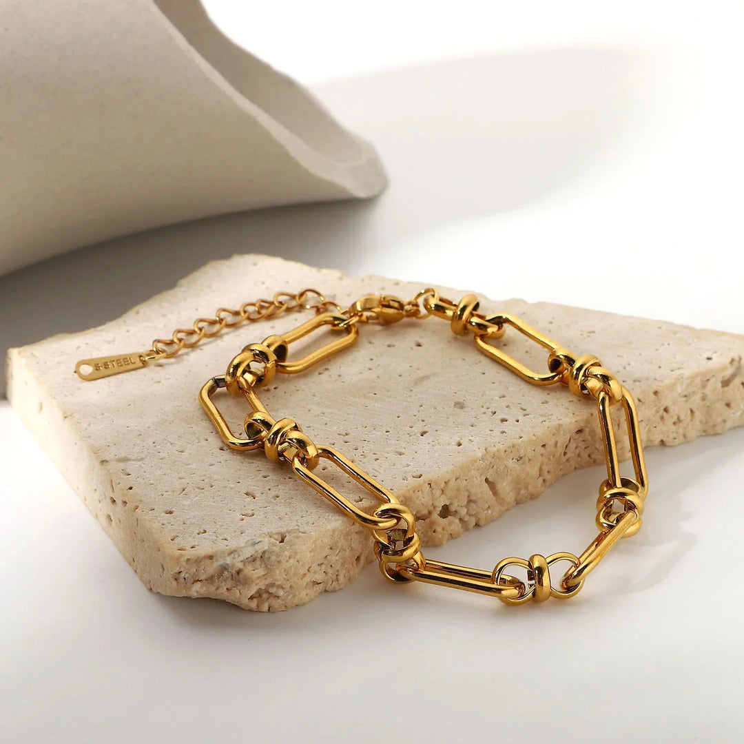 Gold-Plated Paperclip Chain Bracelet