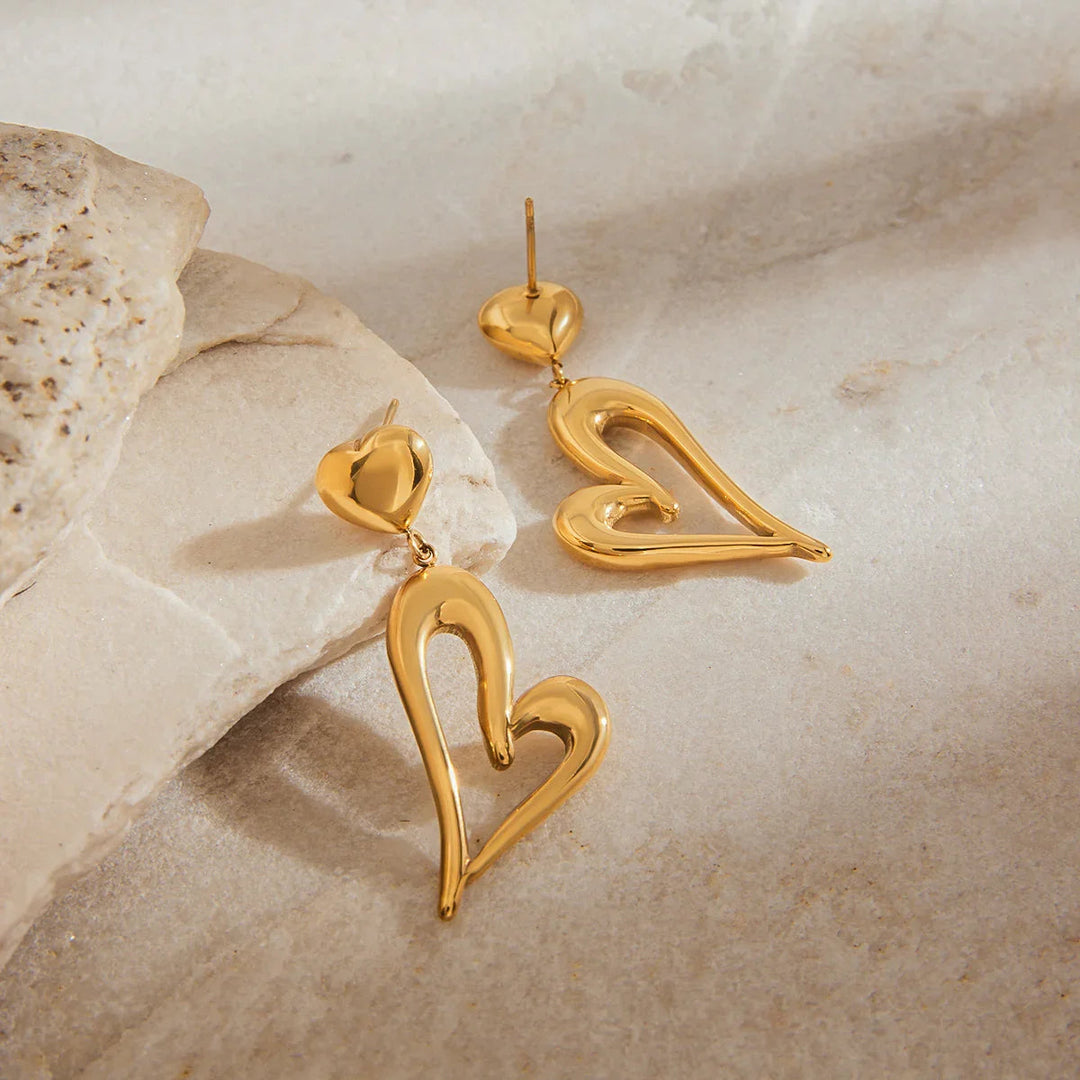 Gold-Plated Heart Drop Earrings for Women