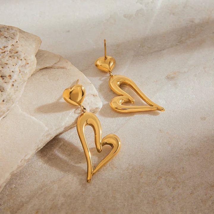 Gold-Plated Heart Drop Earrings for Women