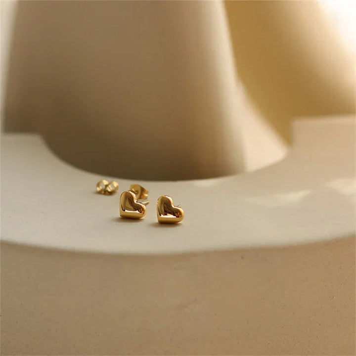 Gold-Plated Heart Stud Earrings for Women
