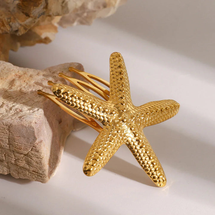 Starfish Gold-Plated Hair Comb for Women