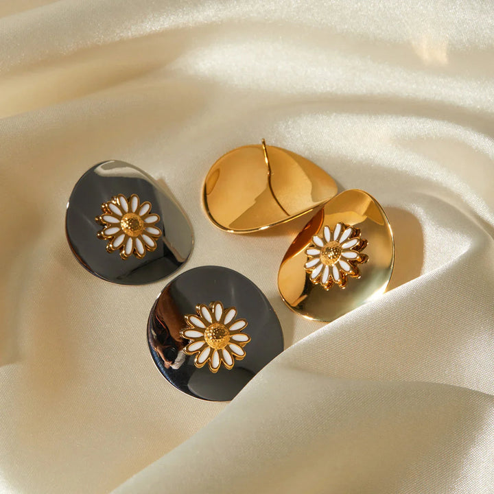 Gold-Plated Floral Stud Earrings for Women
