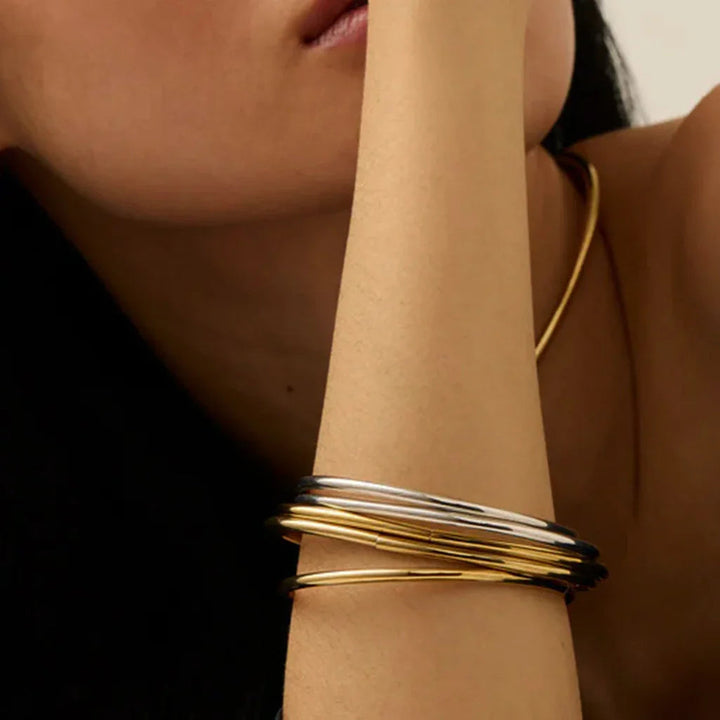 Gold-Plated Stackable Bangle Set for Women