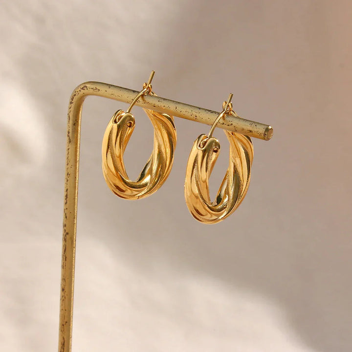 Gold-Plated Twisted Hoop Earrings for Women