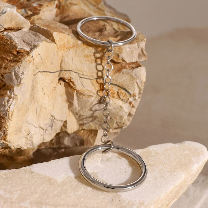 Silver-Plated Chain Stackable Ring for Women