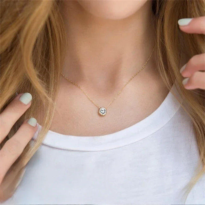 Gold-Plated Crystal Pendant Necklace Jewelry Set