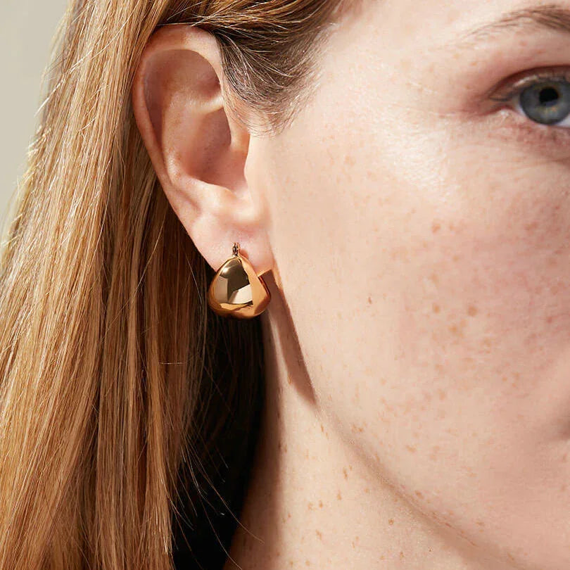 Gold-Plated Dome Huggie Earrings for Women