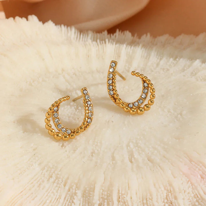 Gold-Plated Cubic Zirconia Huggie Earrings for Women