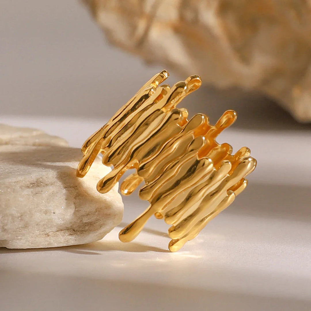Gold Plated Abstract Statement Ring for Women