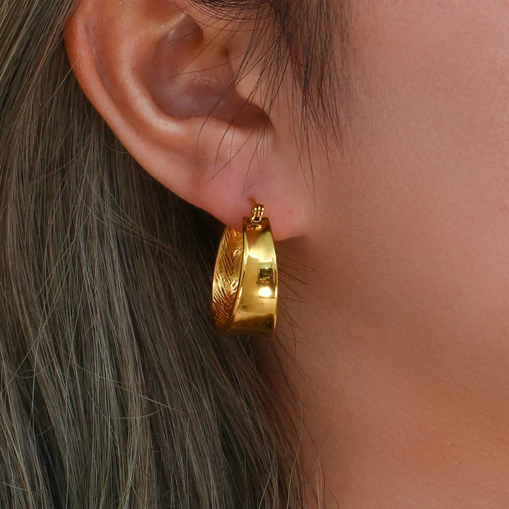 Gold-Plated Flat Hoop Earrings for Women