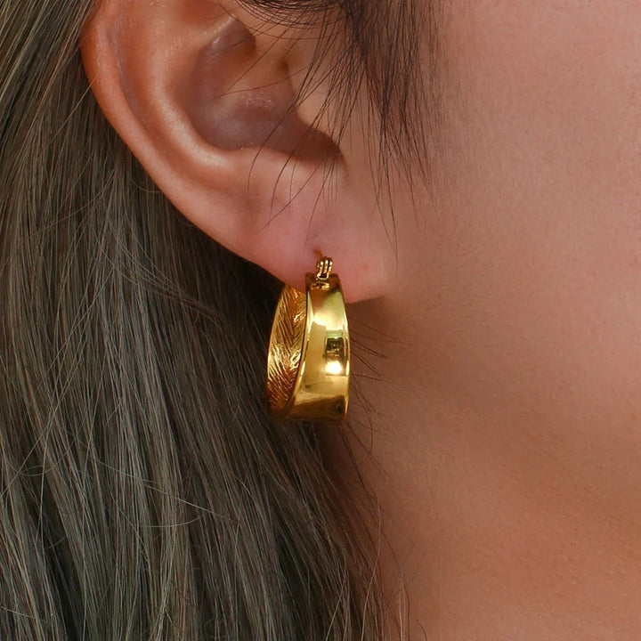 Gold-Plated Flat Hoop Earrings for Women