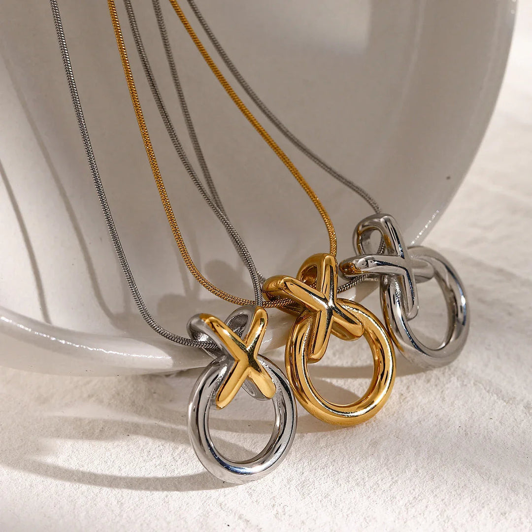 Gold-Plated Hoop Pendant Necklace