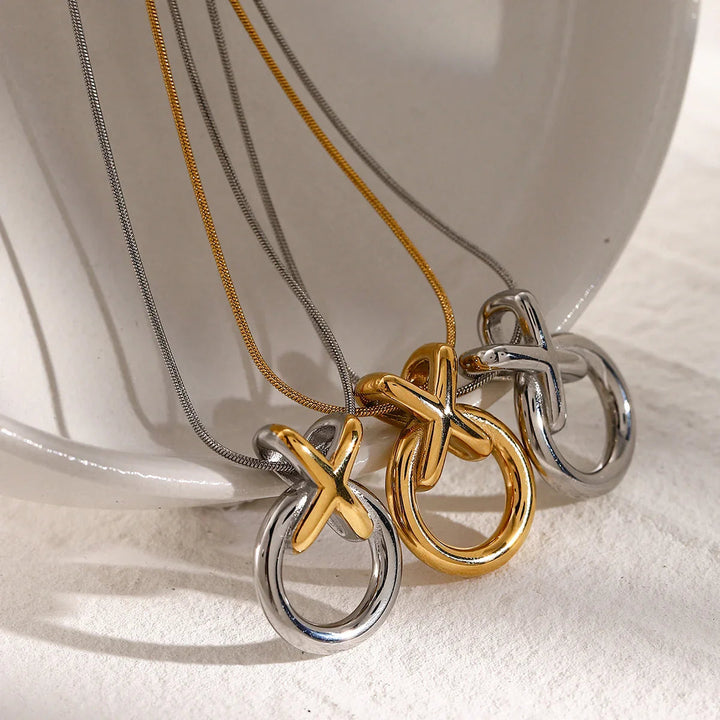 Gold-Plated Hoop Pendant Necklace