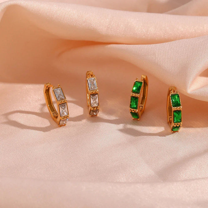 Gold-Plated Diamond Hoop Earrings For Women