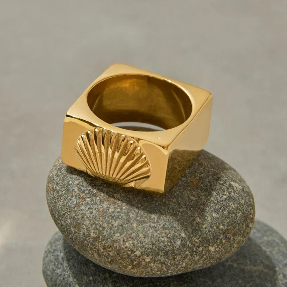 Gold-Plated Stainless Steel Statement Ring for Women