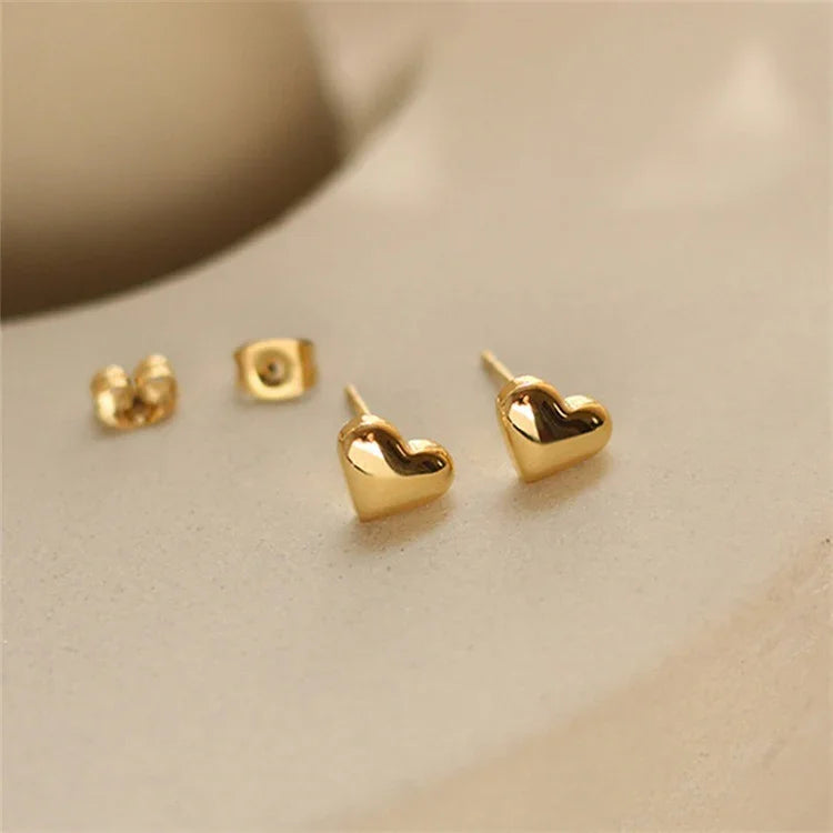 Gold-Plated Heart Stud Earrings for Women