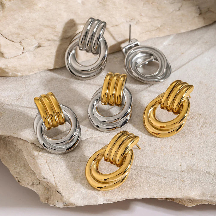 Gold-Plated Layered Hoop Earrings For Women