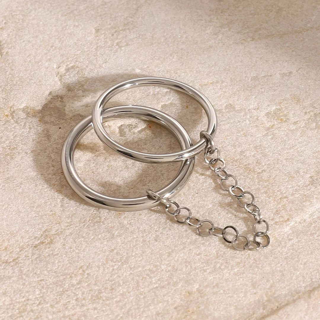 Silver-Plated Chain Stackable Ring for Women