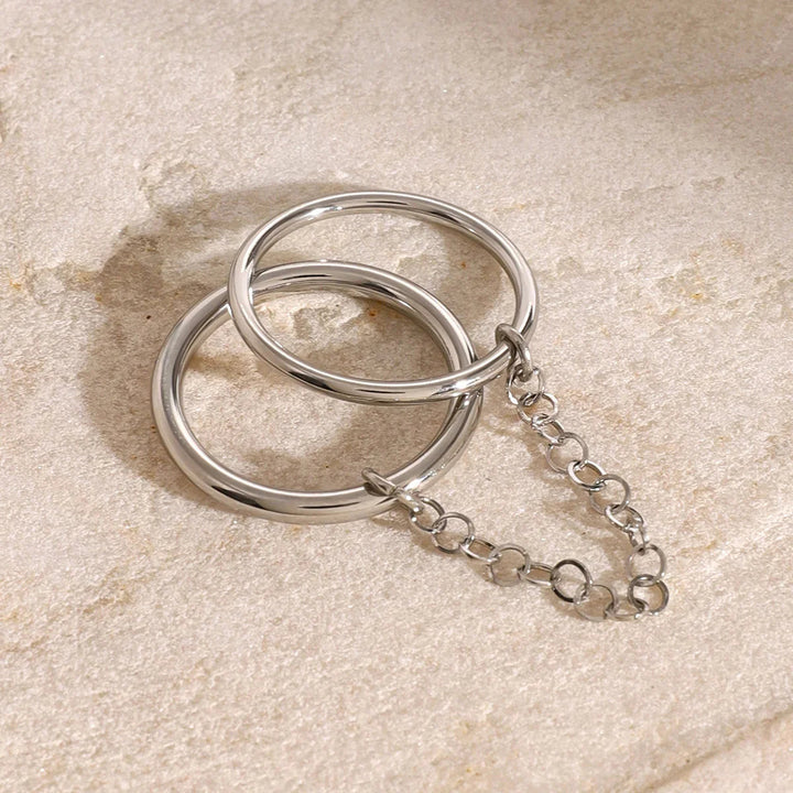 Silver-Plated Chain Stackable Ring for Women