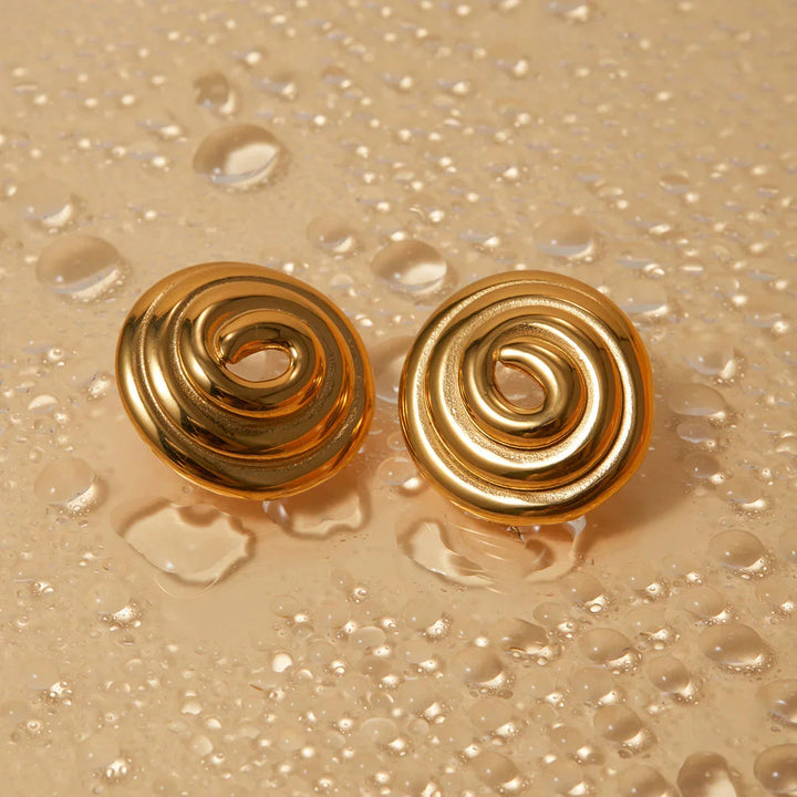 Gold-Plated Spiral Earrings with meets hypnotic design