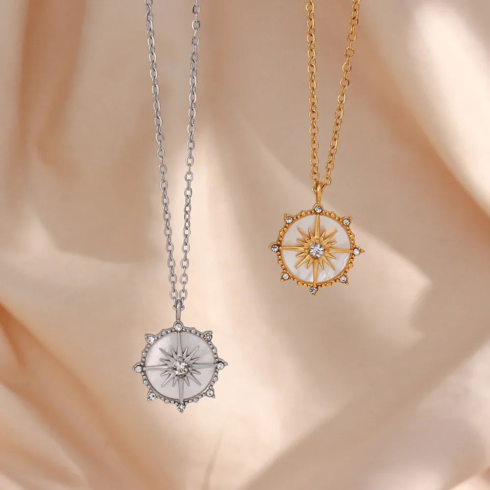 Gold-Plated CZ Star Pendant Necklace For Women