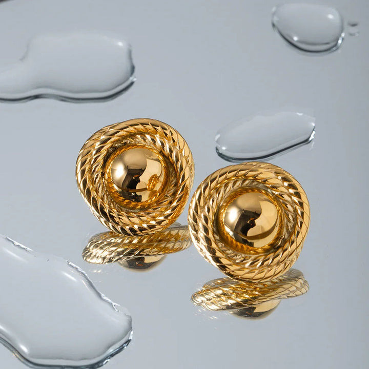 Gold-Plated Woven Earrings with A Playful Touch of Elegance