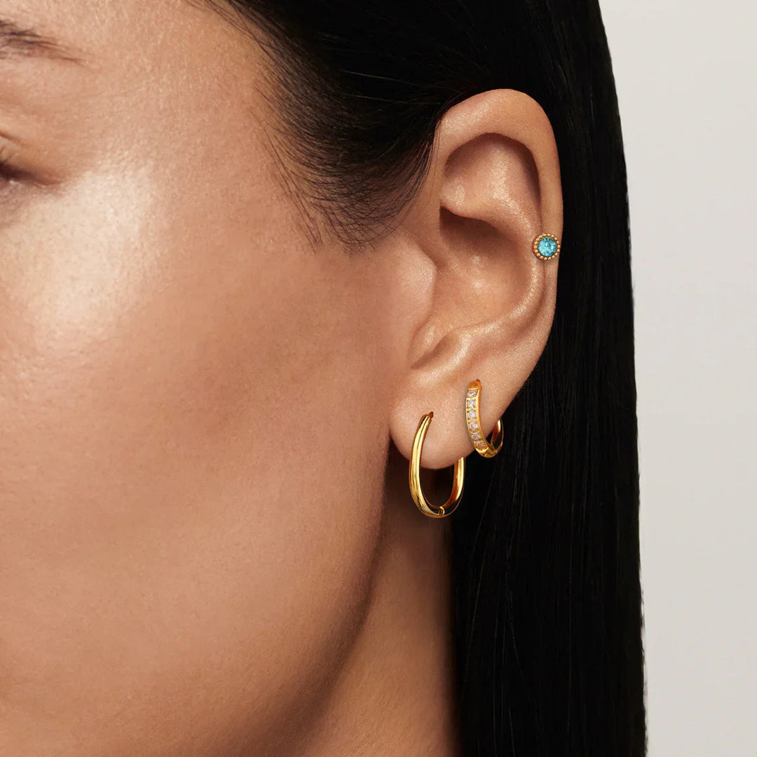 Gold-Plated CZ Hoop Earring 3-Piece Set