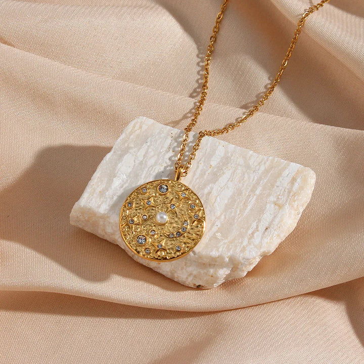 Gold-Plated Cosmic Pendant Necklace For Women